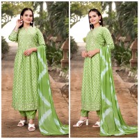 Zoori Rayon Afghani Pattern Suit Green