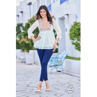 Short Tops in Heavy Embroidery Kurti White