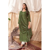 Kurti with Pants & Dupatta with Exclusive Look Green