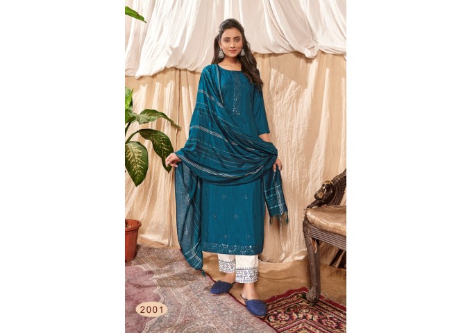 Kurti with Pants & Dupatta with Exclusive Look Blue