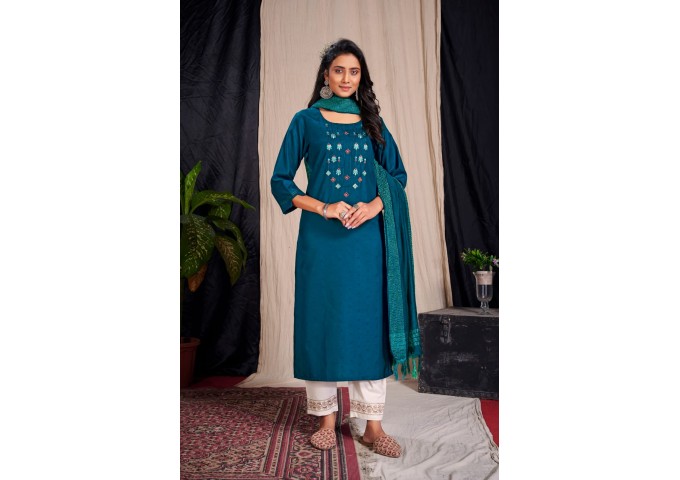 Kurti with Pants & Dupatta with Exclusive Look Blue 2