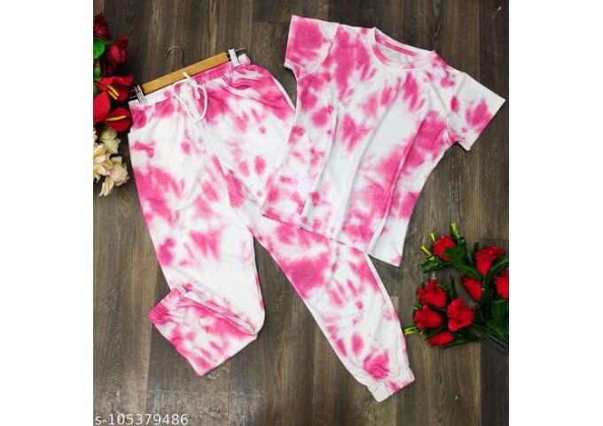 House Western Tie and Dye Jogger with Baggy T-Shirt Pink