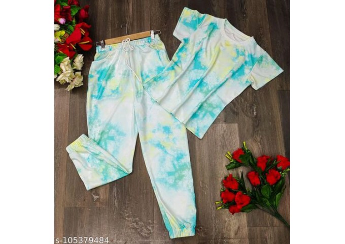 House Western Tie and Dye Jogger with Baggy T-Shirt Sky Blue