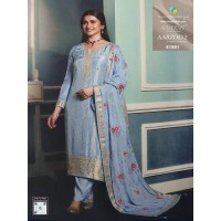 Pure Viscous Jacquard Silk Vinay Kaseesh Aarzoo Salwar Kameez Suit Sky Blue