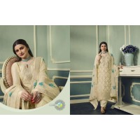 Pure Viscous Jacquard Silk Vinay Kaseesh Aarzoo Salwar Kameez Suit Creame