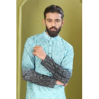 Men’s Wear Kurta Rayon With Embroidered Work And Digital Print Design 4