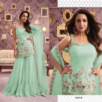 DESIGNER PALAZZO SUIT WITH EMBROIDERY SEQANCE WORK SUIT DN 1043 SHINE GREEN