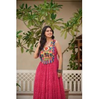 Navratri Special Gamathi Work Gown 12 miter Flair DN 114 Pink