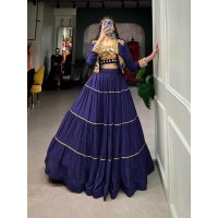 LFH NNK DN 1606 Plain With Gota Patti Touch Up Lehengha Choli Navvy Blue