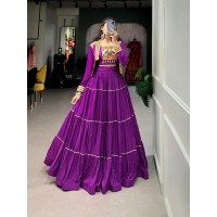 LFH NNK DN 1606 Plain With Gota Patti Touch Up Lehengha Choli Navvy Purple