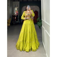LFH NNK DN 1606 Plain With Gota Patti Touch Up Lehengha Choli Navvy Light Green