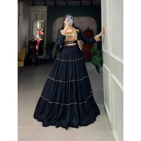 LFH NNK DN 1606 Plain With Gota Patti Touch Up Lehengha Choli Navvy Black