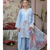 DN 373 Farsi Salwar Suit In Three Piece With Embroidery Work Sky Blue