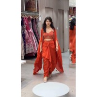 LFH RC DN 5842 Choli Dhoti Shrug Orange