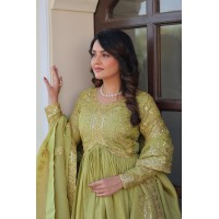 LFH LW DN 9240 Anarkali Gown With Embroidery Seqance Work