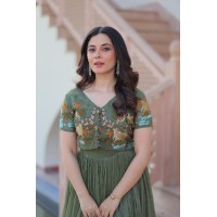 Anarkali Gown With Koti Full stitched Pink