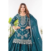 LFH ND DN 5033 Pure Heavy Chinnon Silk Palazzo Suit Blue