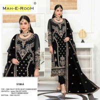 MAH-E-ROOH DN 5158 A VELVET WITH EMBROIDERY SUIT