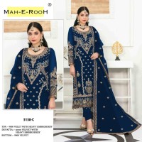 MAH-E-ROOH DN 5158 C VELVET WITH EMBROIDERY SUIT