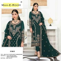 MAH-E-ROOH DN 5158 D VELVET WITH EMBROIDERY SUIT