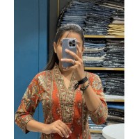 Cotton Printed A-Line Kurti Set with Dupatta and Palazzo Pants Multi Color