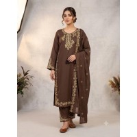 LFH BE DN 473 WEDDING SEASON, TRY OUR DESIGNER EMBROIDERED WORKED TOP PALAZZO SUIT WITH DUPATTA BROWN