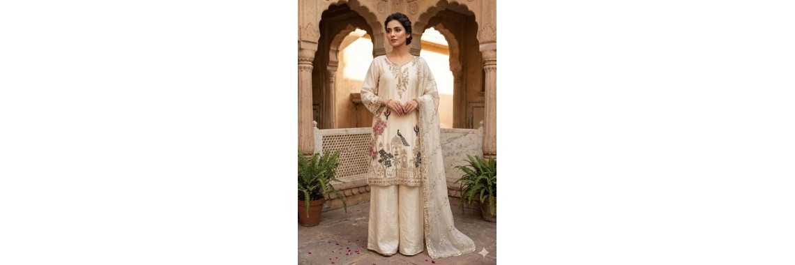 EMBROIDERED WORKED TOP PALAZZO