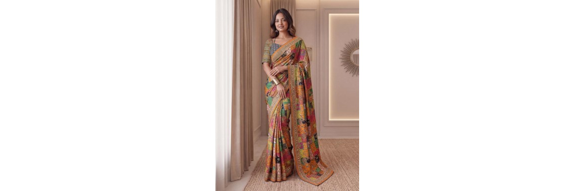  Real Mirror Saree With Blouse Design
