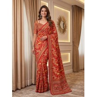 LFH DN 5176 Chinon Digital Ajrak Print With Real Mirror Saree With Blouse Design 3
