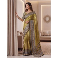 LFH DN 5176 Chinon Digital Ajrak Print With Real Mirror Saree With Blouse Design 6
