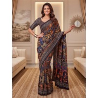 LFH DN 5176 Chinon Digital Ajrak Print With Real Mirror Saree With Blouse Design 7