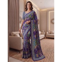 LFH DN 5176 Chinon Digital Ajrak Print With Real Mirror Saree With Blouse Design 8