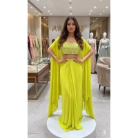 LFH LG DN 2110  3 PIECE WITH REAL MIRROR WITH  EMBROIDERED BLOUSE, SKIRT AND LONG SHRUGE