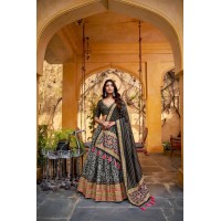 LFH LNB DN 1201 Lehenga Choli Tasar Silk Iconic Sparkle With Lace Border Black