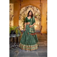 LFH LNB DN 1201 Lehenga Choli Tasar Silk Iconic Sparkle With Lace Border Green