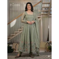 LFH MD DN 3095 Anarkali Suit Heavy Crunchy Silk Material With Sequence Embroidery Work