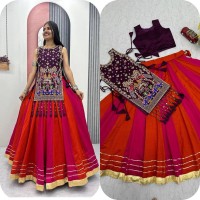 LFH PC DN 579A Navratri Special lengha choli vichitra silk With Heavy Thread and Sequence Work And Handwork latkan