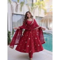 LFH SRK DN 5351 Anarkali Gown Pent Dupatta Pair Crunchy Silk With Embroidered Sequence work With Fully Flair  