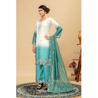 LFH ST DN 1198 REAL MODELING NEW LAUNCHING 3 PIECES KURTI, PLAZZO & DUPATTA WITH ORIGINAL BEADS CUT DANA WORK SKY BLUE
