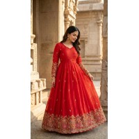 LFH VVR DN 101 Anarkali Gown Soft space silk with Pichwai & Colourful Embroidery With beads Work Red