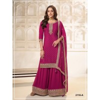 Palazzo Suit DN 2116 Kurta Palazzo Dupatta Set Viscouse Dola Silk with Heavy Embroidered Sequence & Coding Work Purple