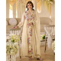 SHEESHA WOMEN FOX BLOOMING GEORGETTE EMBROIDERED KURTA SET'S PEACH COLOR