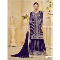 Kurta Sharara Dupatta Set With Blooming Georgette with Heavy Embroidered Cording Zari & Sequence work Sharara Suit DN 733-A