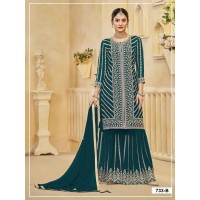 Kurta Sharara Dupatta Set With Blooming Georgette with Heavy Embroidered Cording Zari & Sequence work Sharara Suit DN 733-B