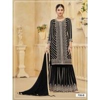 Kurta Sharara Dupatta Set With Blooming Georgette with Heavy Embroidered Cording Zari & Sequence work Sharara Suit DN 733-C