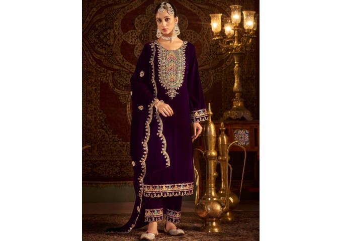 Velvet Suit DN 1001 Readymade Purple 