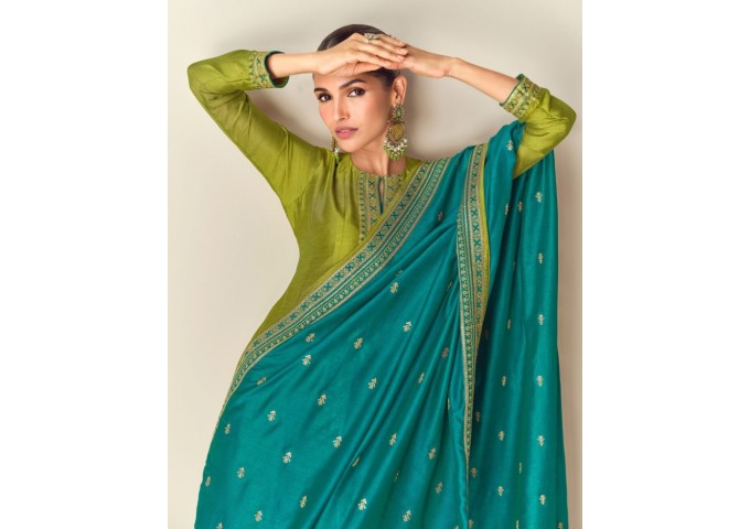 AZARA 10188 AASHIRWAD CREATION PRESENT NEW FREE SIZE STITCH SUIT GREEN