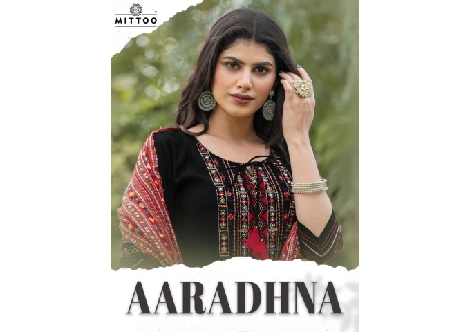 Mitoo  3 pcs kurti set Viscose Weaving Thread & Handwork Kurti Black