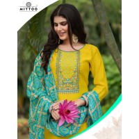 Mitoo  3 pcs kurti set Viscose Weaving Thread & Handwork Kurti Yellow