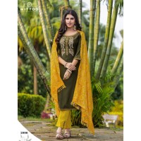 Mitoo  3 pcs kurti set Viscose Weaving Thread & Handwork Kurti Yellow|Black